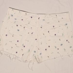 Old Navy Floral Print White Jean Shorts